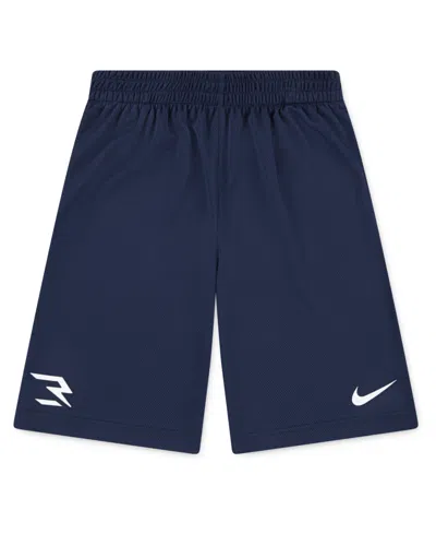 Nike 3brand By Russell Wilson Kids' Big Boys Mid Rise Badge Shorts In Blue