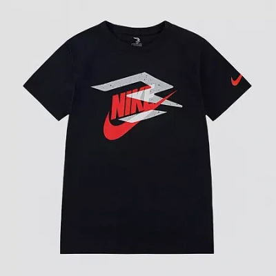 Nike 3brand By Russell Wilson Big Kid Boys Crew Neck Short Sleeve Regular Fit Graphic T-shirt In Black