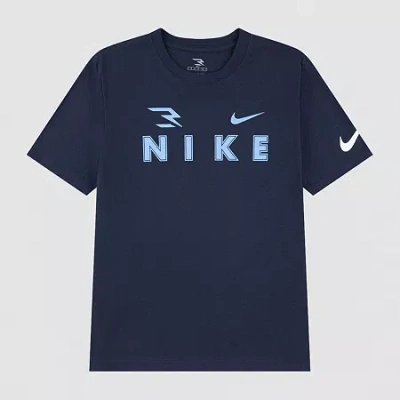 Nike 3brand By Russell Wilson Big Kid Boys Crew Neck Short Sleeve Regular Fit Graphic T-shirt In Blue