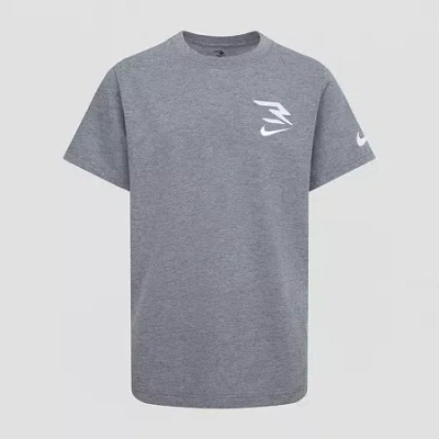 Nike 3brand By Russell Wilson Big Kid Boys Crew Neck Short Sleeve Regular Fit Graphic T-shirt In Gray