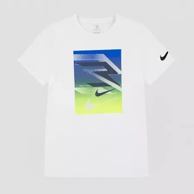 Nike 3brand By Russell Wilson Big Kid Boys Crew Neck Short Sleeve Regular Fit Graphic T-shirt In White