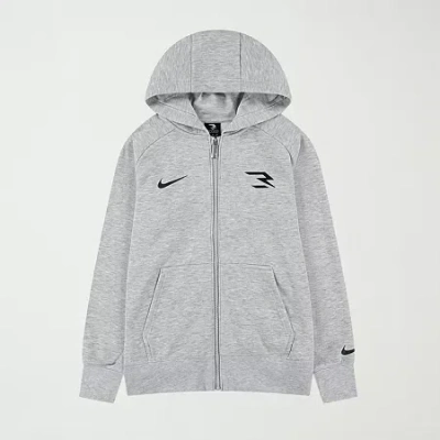 Nike 3brand By Russell Wilson Big Kid Boys Long Sleeve Fleece Zipper Active Hoodie In Gray