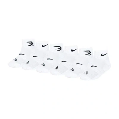 Nike 3brand By Russell Wilson Big Kid Boys Multi-pack 6 Pair Quarter Ankle Socks In White