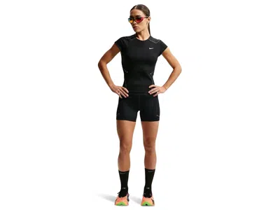 Nike 4 Swift High-waisted Tight Running Shorts With Pockets Women's Shorts Black/reflective Silver: Xl (u