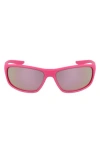 Nike 58mm Rectangle Sunglasses In Mt Laser Fchsa/gry W Lt Pnk