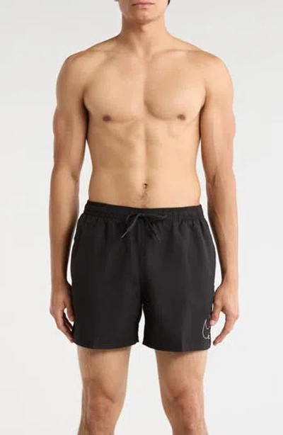 Nike 5-inch Breaker Swoosh Swim Shorts In Black