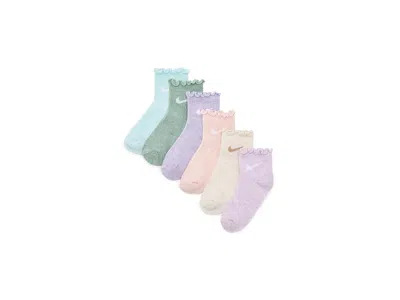 Nike 6-pack Lettuce Ankle Sock (toddler/little Kid/big Kid) Sock Coconut Milk Heather: 5-7 Little Kid One In White