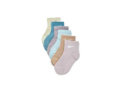 Nike 6-pack Lurex Quarter Sock (toddler/little Kid/big Kid) Sock Football Gray: 5-7 Little Kid One Size In Multi
