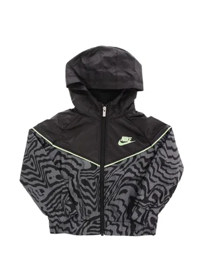 Nike Kids' Abstract-print Lightweight Hooded Jacket In Black