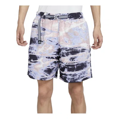 Nike Acg Allover Print Trail Shorts 'pink Oxford Gridiron Cobalt' In Blue