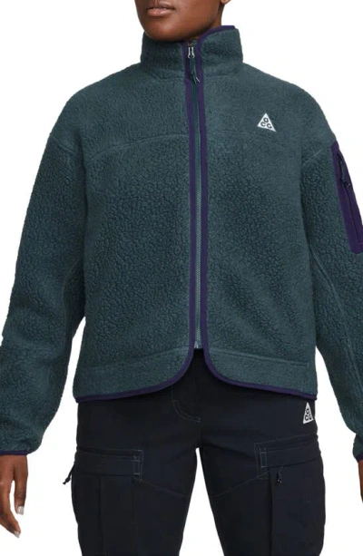 Nike Acg Arctic Wolf Polartec® Fleece Jacket In Deep Jungle/ Purple Ink/ White