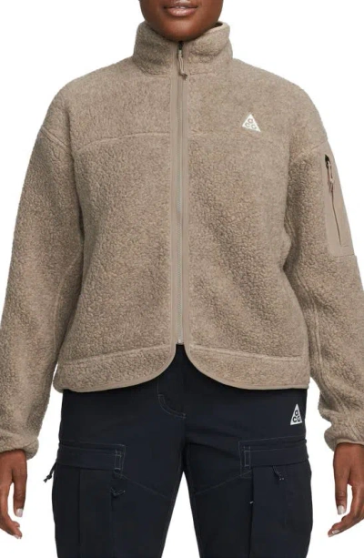 Nike Acg Arctic Wolf Polartec® Fleece Jacket In Khaki/ Khaki/ Summit White