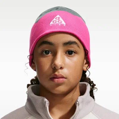 Nike Acg Big Kids' Block Peak Beanie In Pink