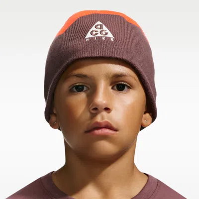 Nike Acg Big Kids' Block Peak Beanie In Brown