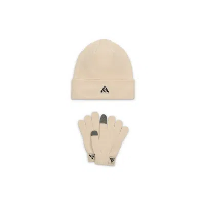 Nike Acg Big Kids' Core Peak 2-piece Beanie Set In Neutral