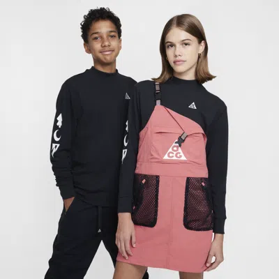 Nike Acg Big Kids' Dri-fit Long-sleeve Waffle Top In Black