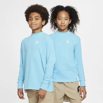 Nike Acg Big Kids' Dri-fit Long-sleeve Waffle Top In Blue