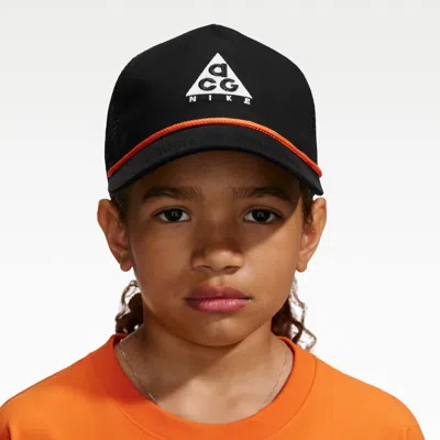 Nike Acg Big Kids' Rise Trucker Hat In Black