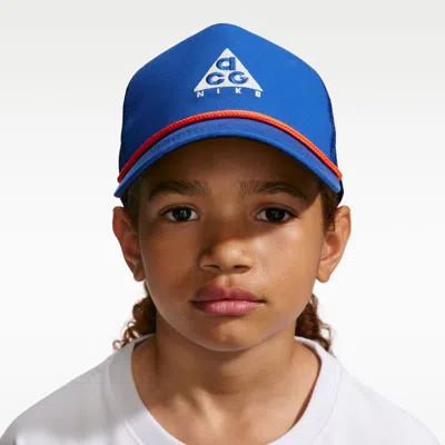 Nike Acg Big Kids' Rise Trucker Hat In Blue