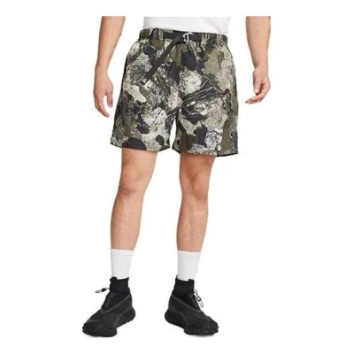 Nike Acg Color Block Pattern Lacing Casual Shorts Khaki Green
