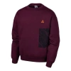 Nike Acg Crew Splicing Sports Round Neck Pullover In Burgundy