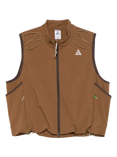 Nike Acg Death Bloom Zip Vest In Brown