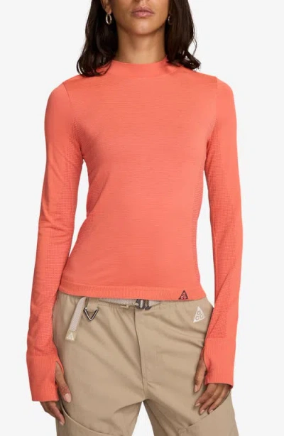 Nike Acg Delta River Dri-fit Adv Long Sleeve Top In Light Wild Mango/burgundy