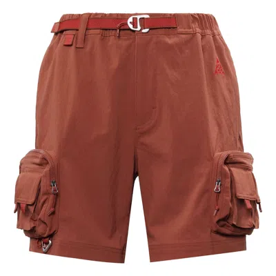 Nike Acg Embroidered Logo Lacing Waterproof Multiple Pockets Shorts Red In Burgundy
