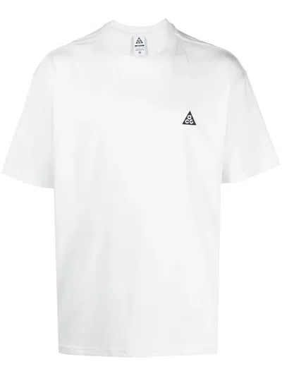 Nike Acg Logo-embroidered T-shirt In White