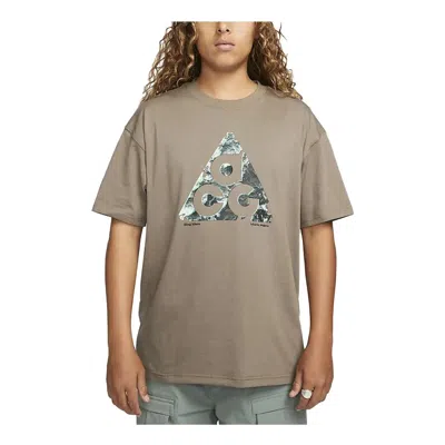 Nike Acg Logo T-shirt 'olive Grey' In Brown