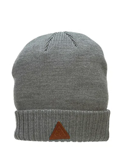 Nike Acg Logo-patch Cuffed Beanie Hat In Gray