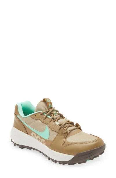 Nike Acg Lowcate Hiking Shoe In Limestone/green Glow-dk Driftwood-sail-ironstone-b