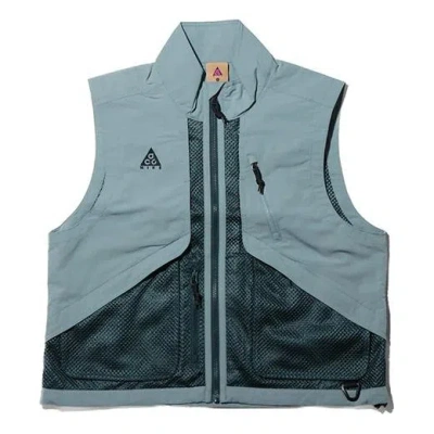 Nike Acg Outdoor Multiple Pockets Colorblock Stand Collar Aviator Vest Asia Edition Green 'aviator G