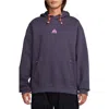 Nike Acg Oversize Water Repellent Therma-fit Fleece Hoodie In Dark Raisin/ Summit White