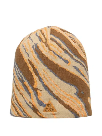Nike Acg Peak "big Bend" Tiger-stripe Beanie In Multi