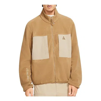 Nike Acg Polartec Wolf Tree Fleece Zipper Cardigan Stay Warm Jacket Brown