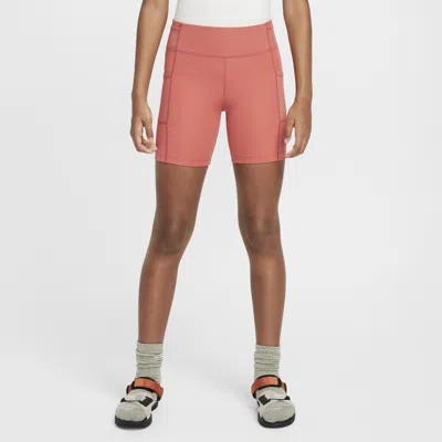 Nike Acg Repel One Big Kids' (girls') Biker Shorts With Pockets In Red
