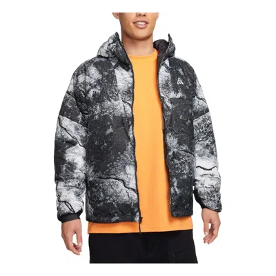 Nike Acg Rope De Dope Therma-fit Adv Allover Print Jacket Asia Sizing 'anthracite White' In Black