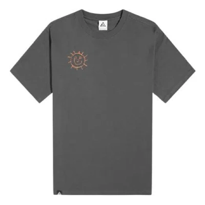 Nike Kids'  Acg Smiling Face Logo Round Neck Breathable Short Sleeve Gray