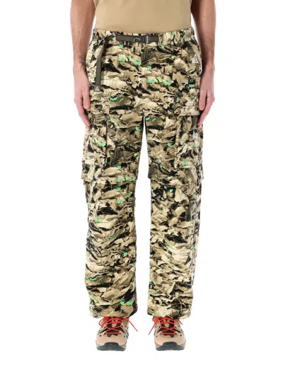 Nike Acg Smith Summit Straight-leg Convertible Camouflage-print Belted Canvas Cargo Trousers In Green