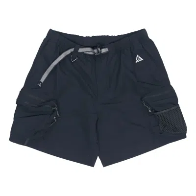 Nike Acg Snowgrass Solid Color Cargo Pocket Shorts Black In Blue