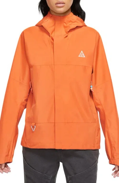Nike Acg Storm-fit Cascade Rain Waterproof Hooded Jacket In Orange