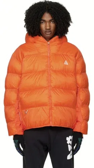 Pre-owned Nike Acg Therma-fit Adv Lunar Lake Puffer Jacket Orange Dh3070-819