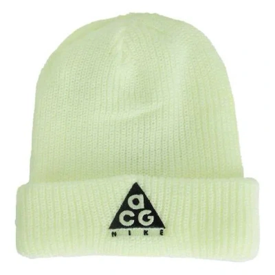Nike Acg Triangle Logo Woolen Beanie 'barely Volt Black' In Green