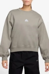 Nike Women's  Acg "tuff Fleece" Therma-fit Repel Crew-neck Sweatshirt In College Grey/grey/white