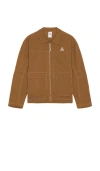 Nike Summit Acg Long Sleeve Collared Overshirt In Brown