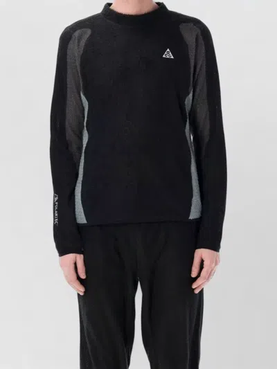Nike Acg Wolf Tree Crewneck Textured Sweatshirt In Black