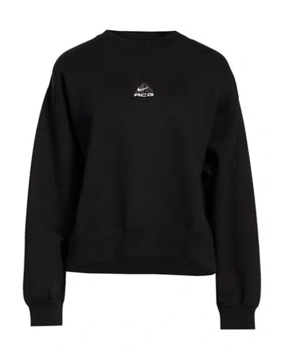 Nike Acg Woman Sweatshirt Black Size Xl Cotton, Polyacrylic