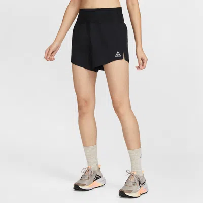 Nike Acg Women's Dri-fit Mid-rise Brief-lined Trail Running Shorts In Black
