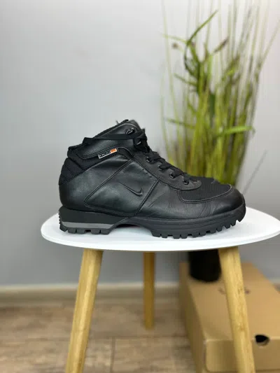 Pre-owned Nike Acg X Vintage Nike Acg Leather All Conditions Gear Hiking Ankle Boots In Black